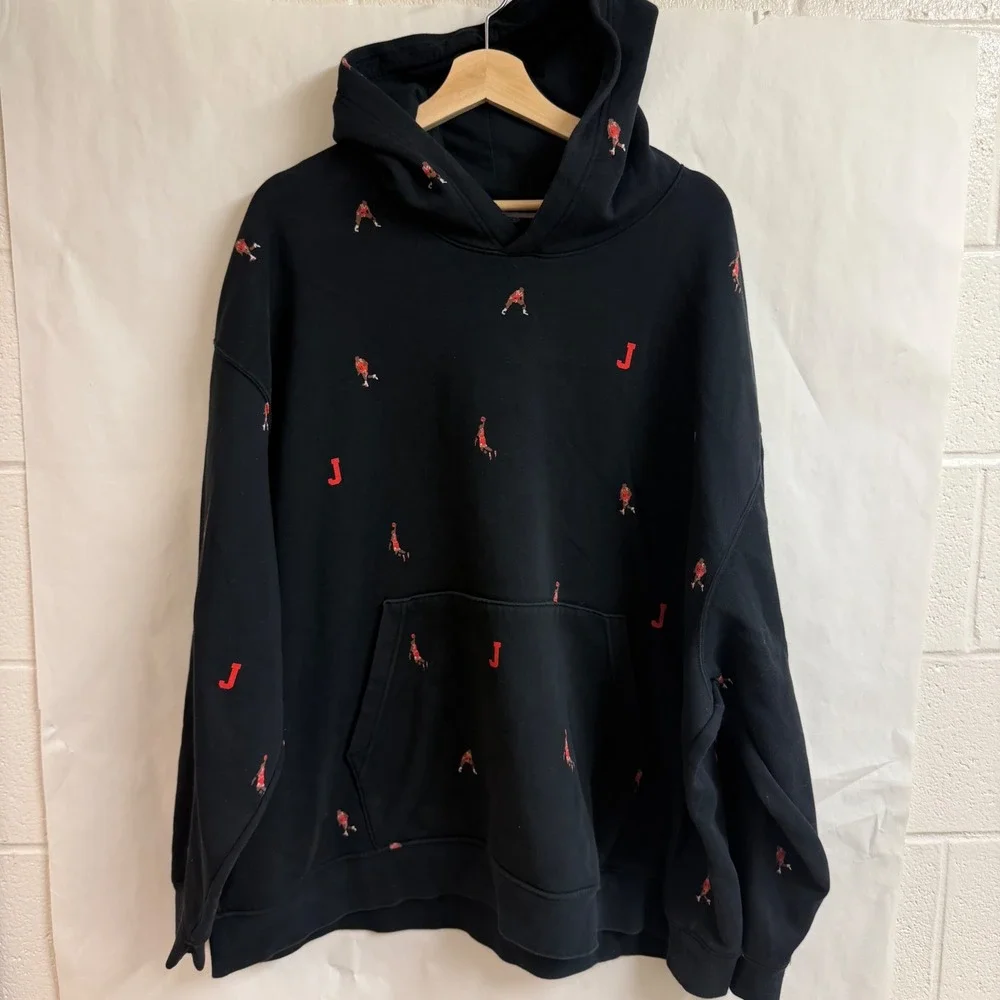 Jordan Air Jumpman‎ Essentials All Over Print Hoodie Mens 3XL Black 23 Pullover